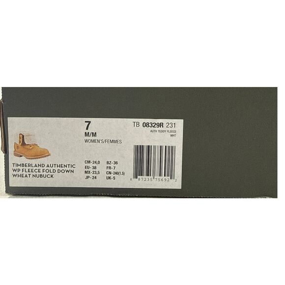 Timberland Roll Top Boots Womens 7 Wheat Nubuck Warm Lined Teddy Fleece WP - Picture 12 of 12
